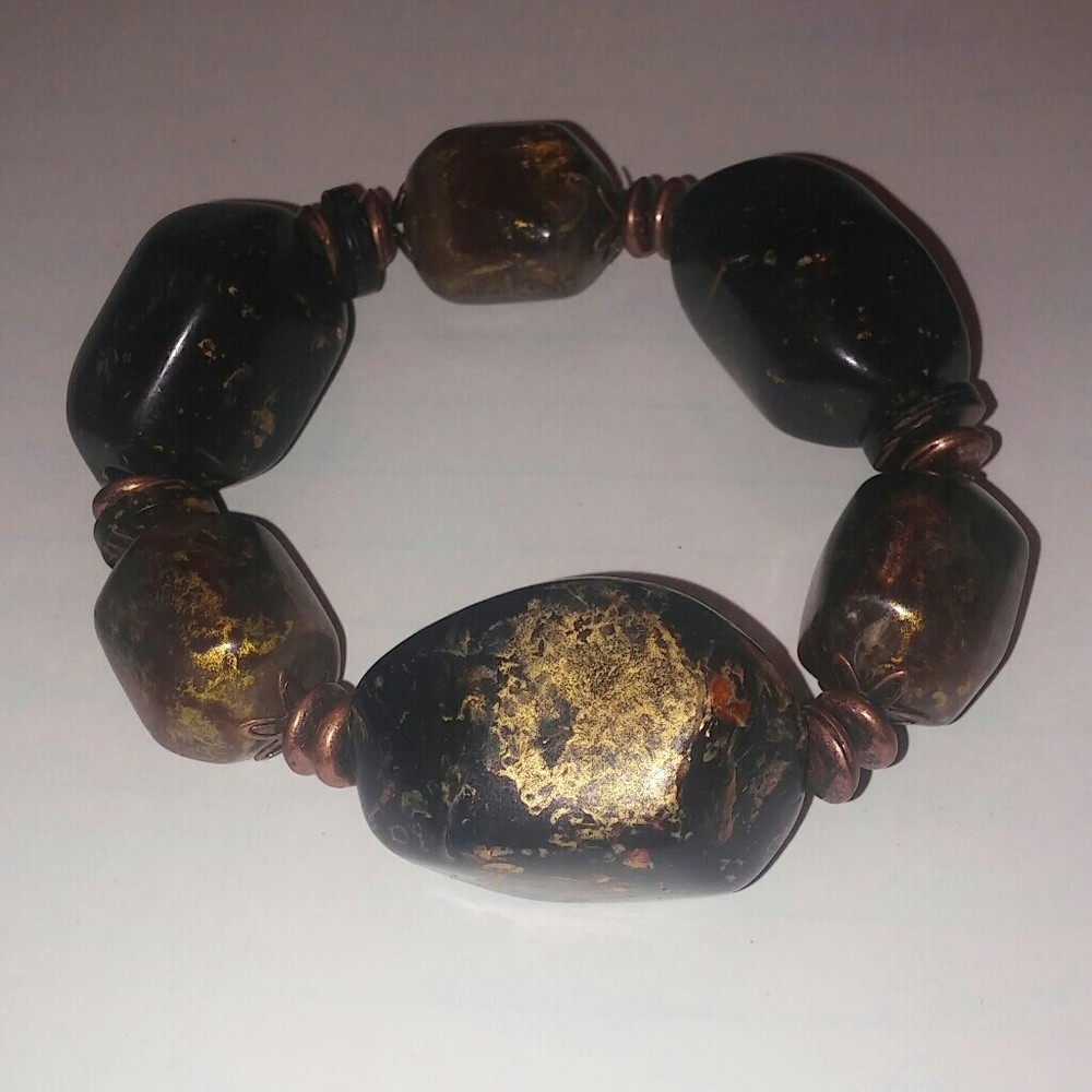 Brown & gold large beaded bracelet